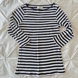 Zara Organic Cotton Striped 3/4 Sleeve Top Black White